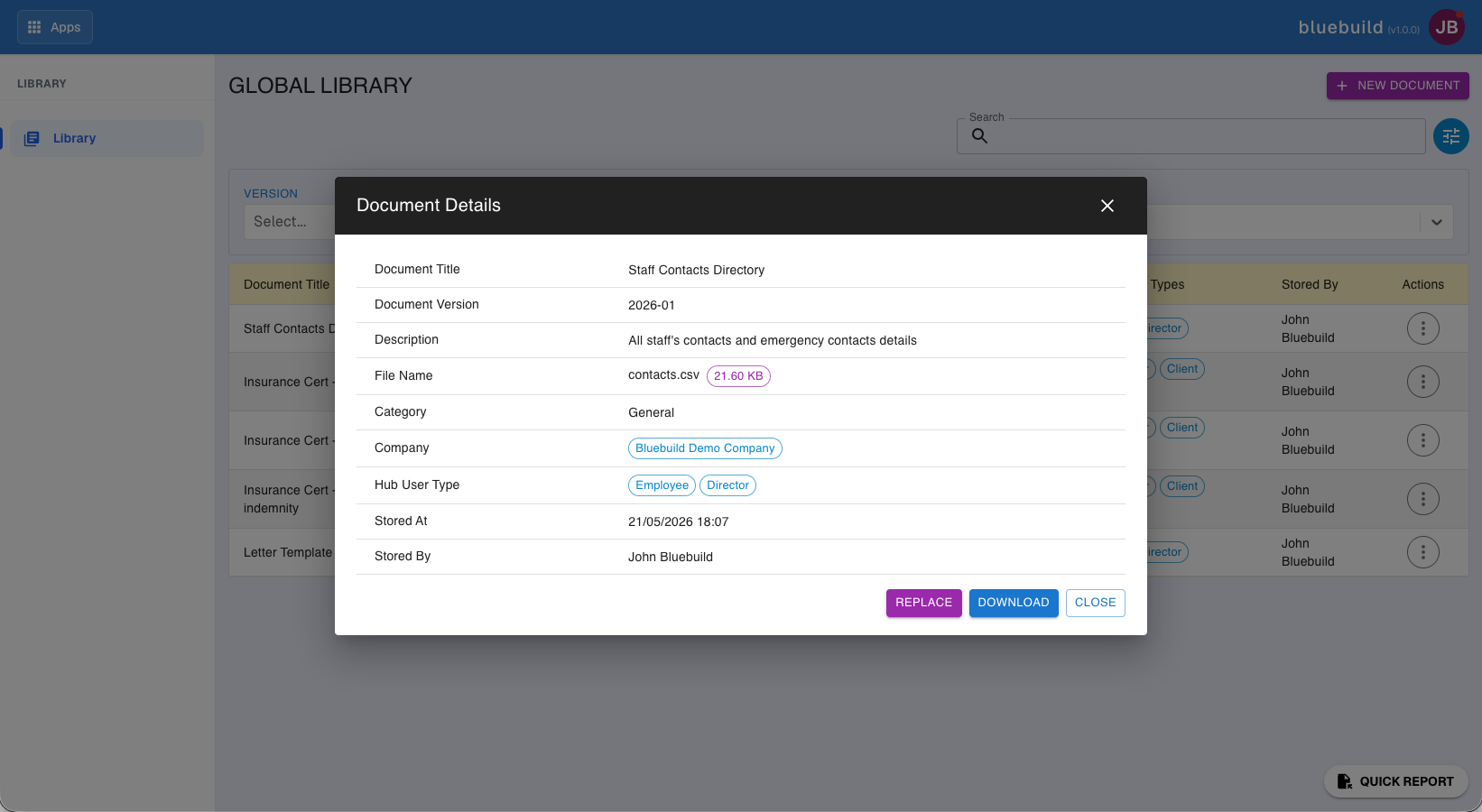 Document Control screenshot 2